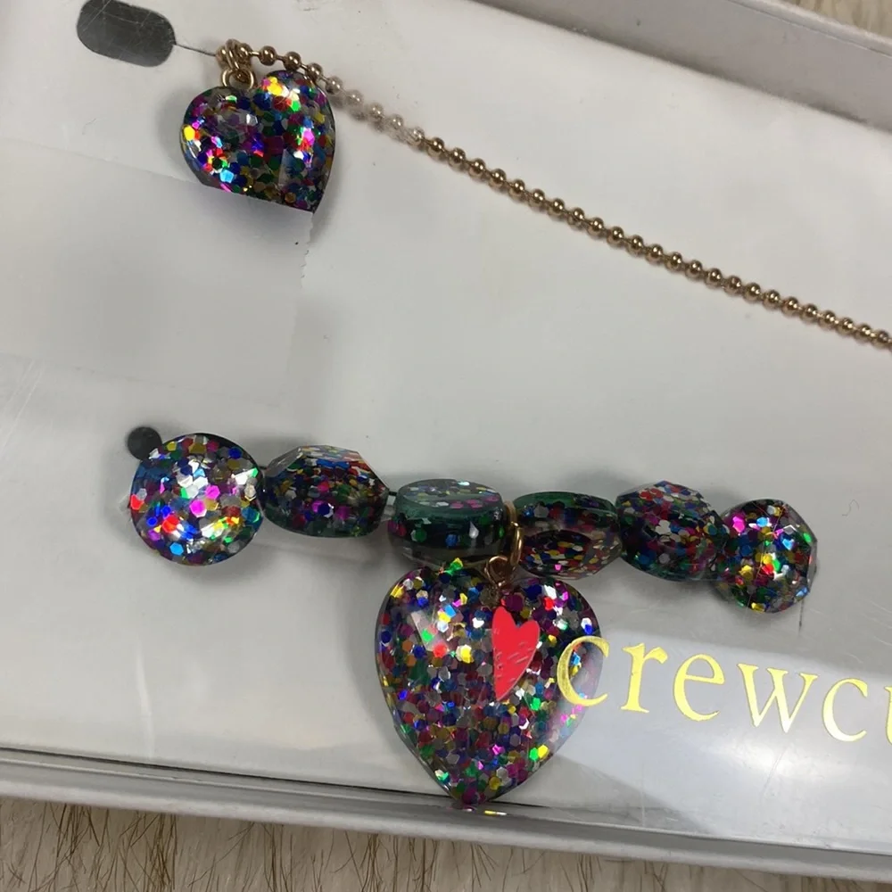 Crewcuts Heart Glitter Necklace, Bracelet, and Earring Set